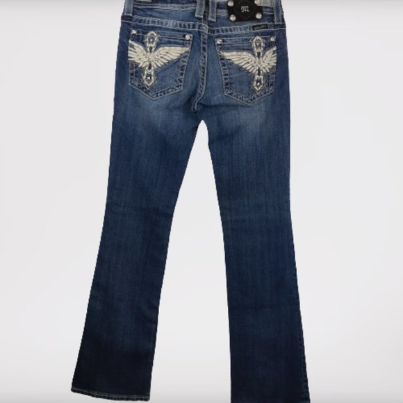 MISS ME JEANS WOMENS JP5117B6 BOOT CUT SIZE 28 BLUE - Picture 2 of 10